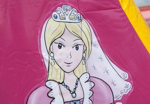 Pequeno mix rosa aberto de castelo insuflável amarelo no tema princesa, para crianças à venda. Compre castelos insufláveis ​​online na JB Insufláveis ​​Portugal