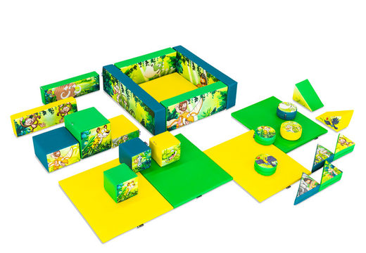 Conjunto de Softplay XL com tema Jungle Dino e blocos coloridos para brincar