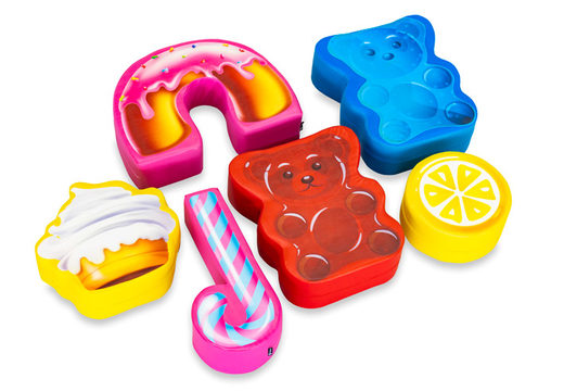 Conjunto de tema Softplay com imagens de animais em formato de doces