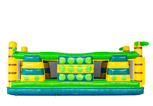 Circuito de obstáculos modular no tema crocodilo, verde amarelo azul